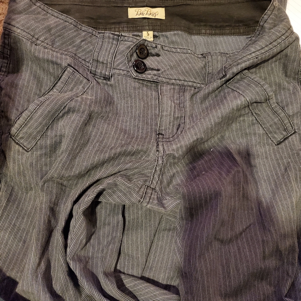 Bebop Boot Cut Size 5 Striped Grey Trousers